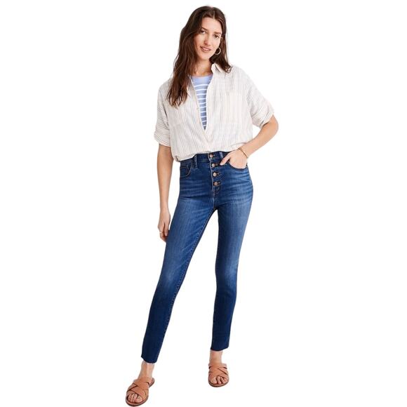 Madewell 9 inch Mid Rise Skinny Crop Jeans Button Fly Size 27 - Picture 7 of 8